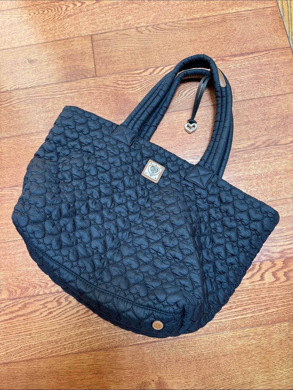 Brighton Black Quilted Tote with Heart Charm